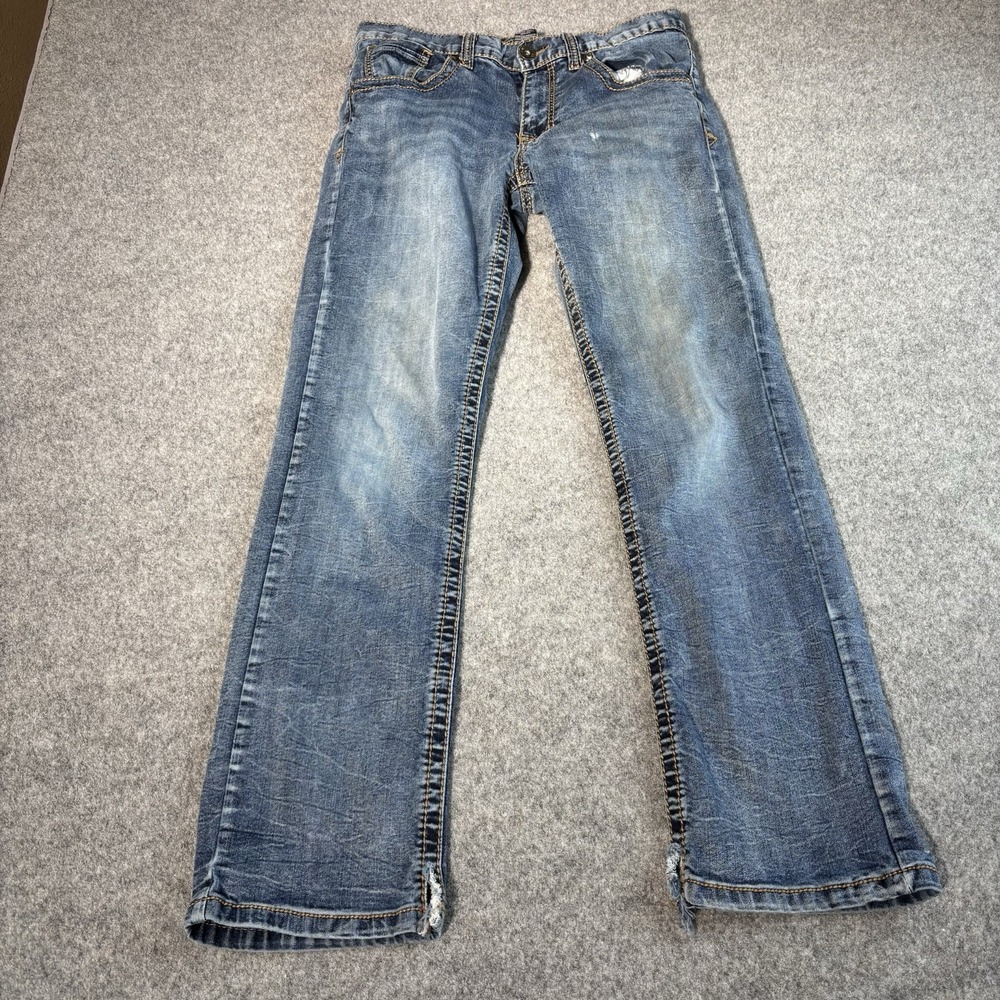 True Luck Jeans Mens 30x32 (Fits 30x30) Straight Leg Distressed Y2K Medium Wash